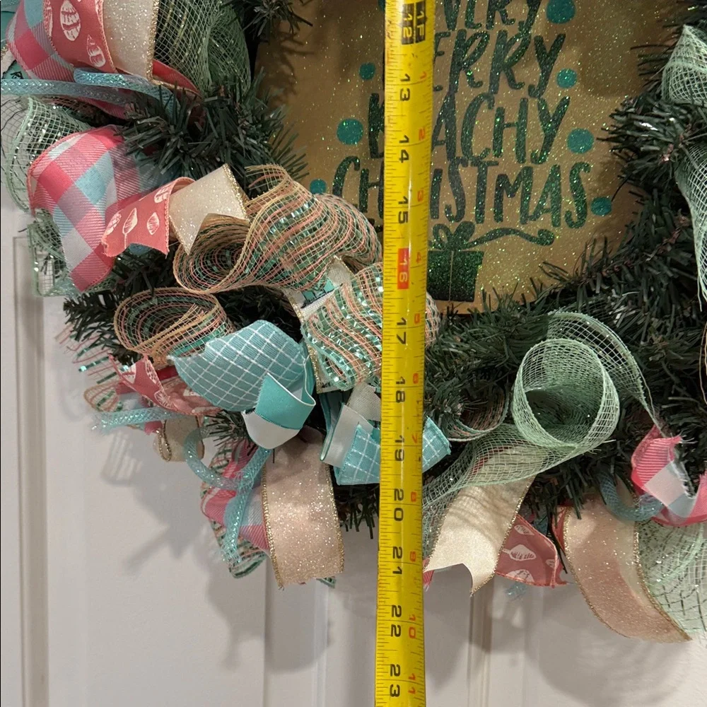 Charming Holiday Wreath with Teal and Pink Accents
